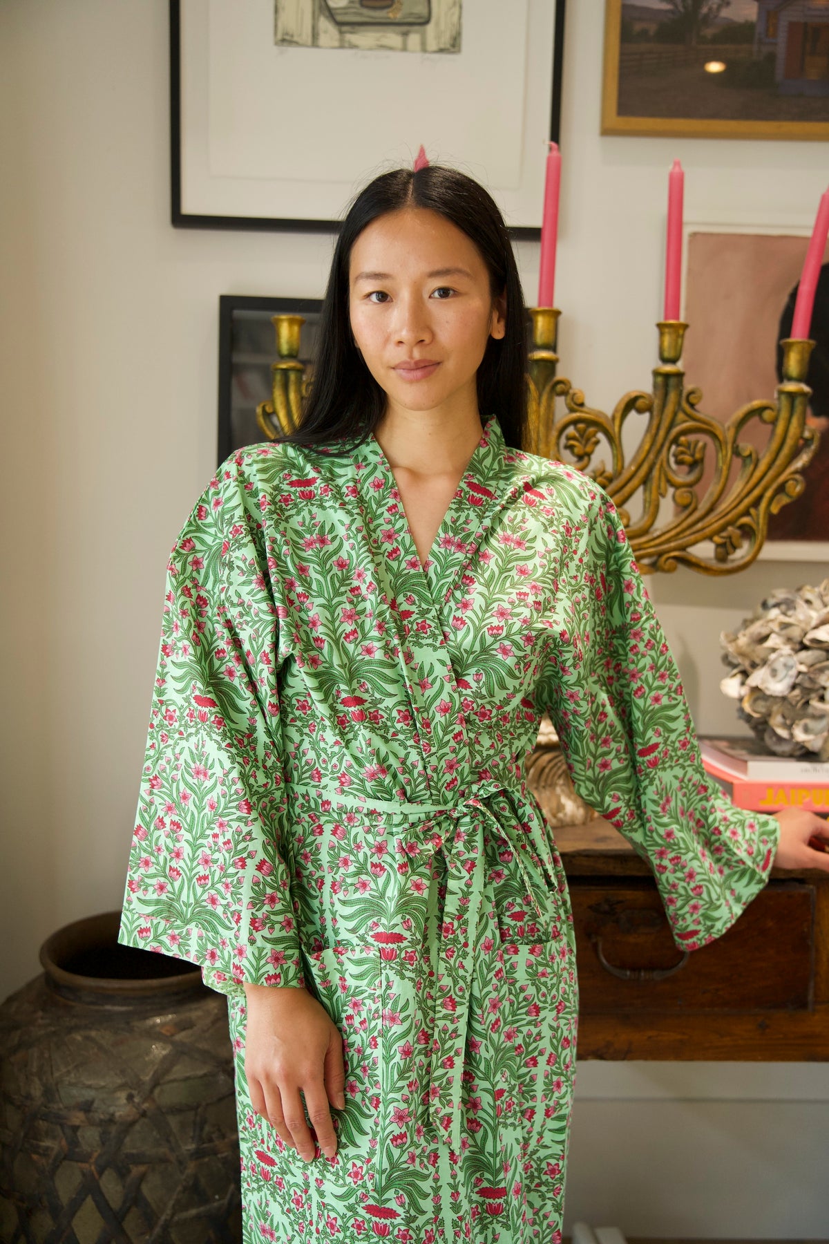 COTTON ROBE | PINK OLEANDER
