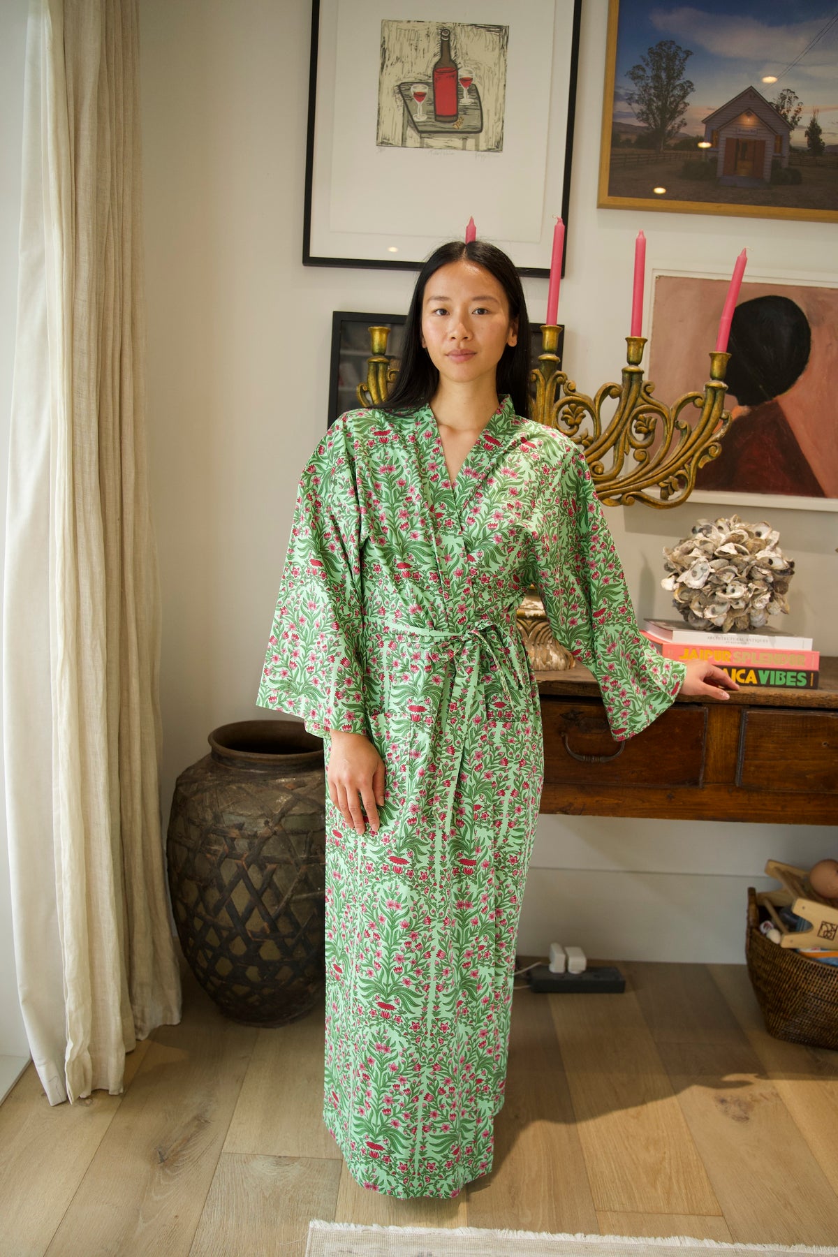 COTTON ROBE | PINK OLEANDER