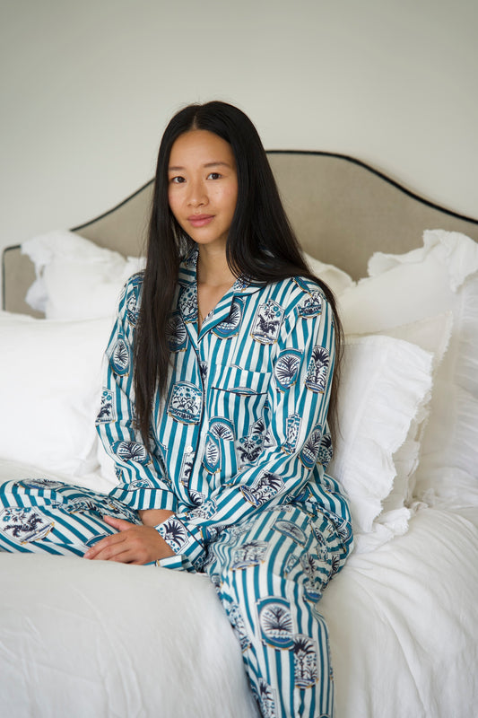 PYJAMAS | BLUE  PALM | LONG