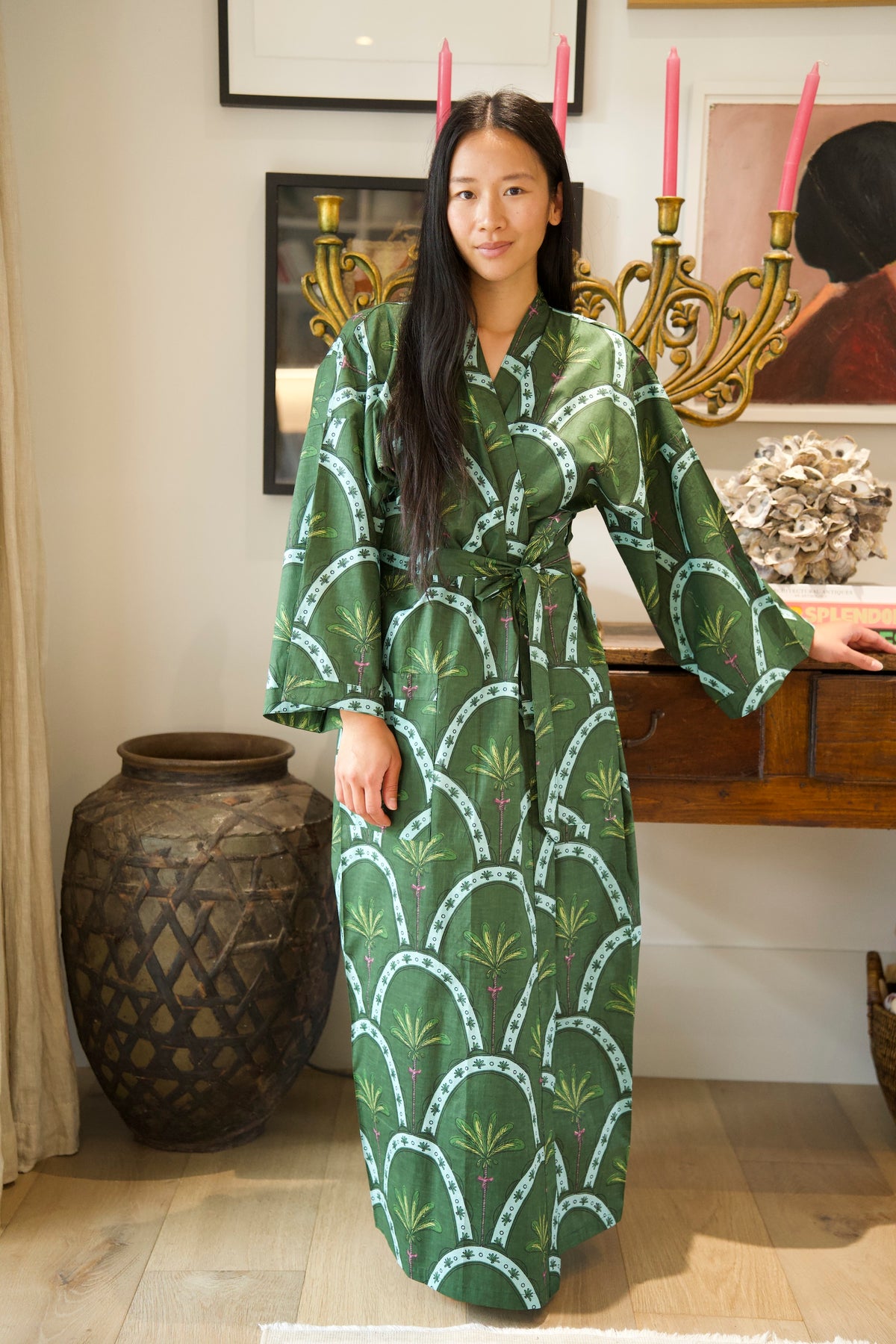COTTON ROBE | PALM GREEN