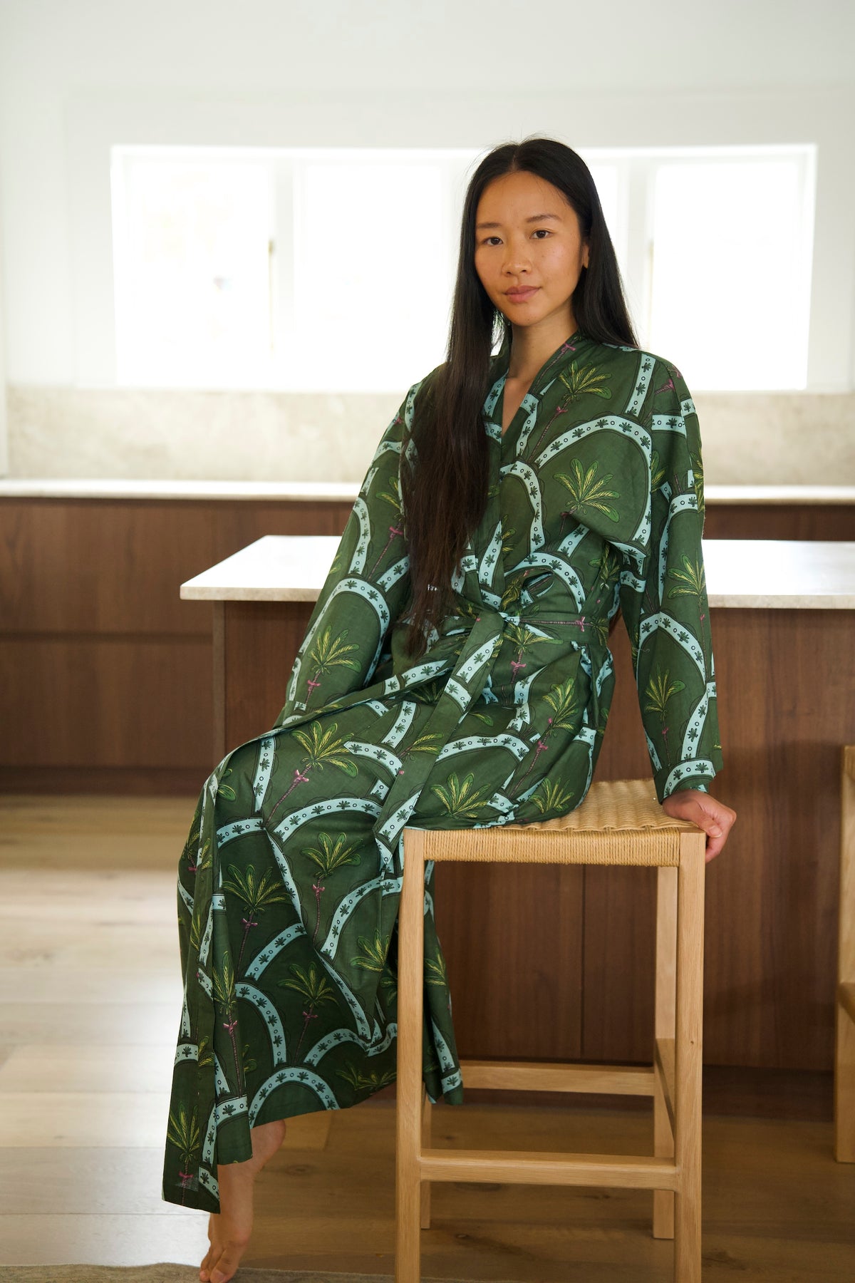 COTTON ROBE | PALM GREEN