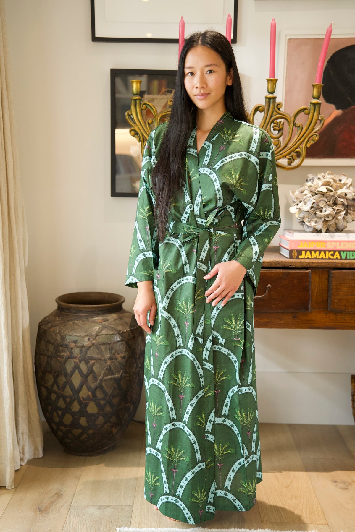COTTON ROBE | PALM GREEN