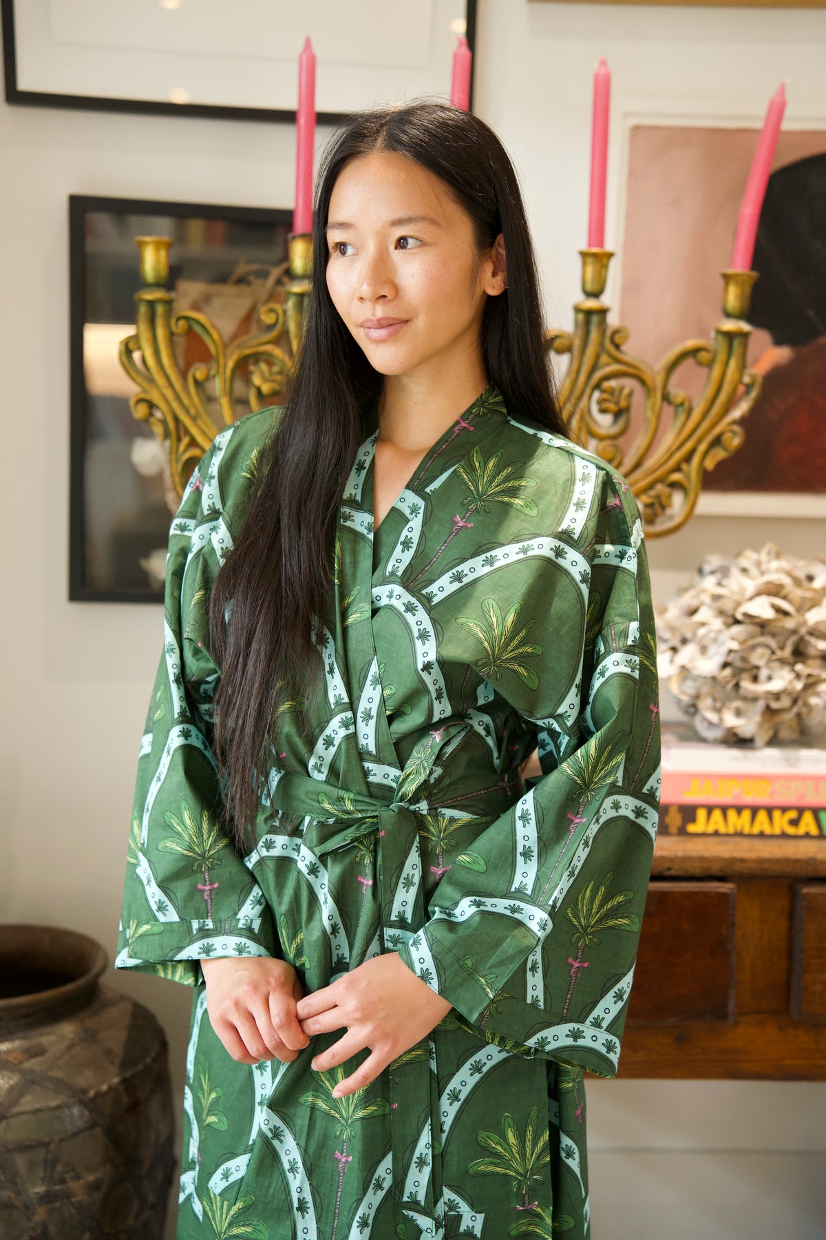 COTTON ROBE | PALM GREEN