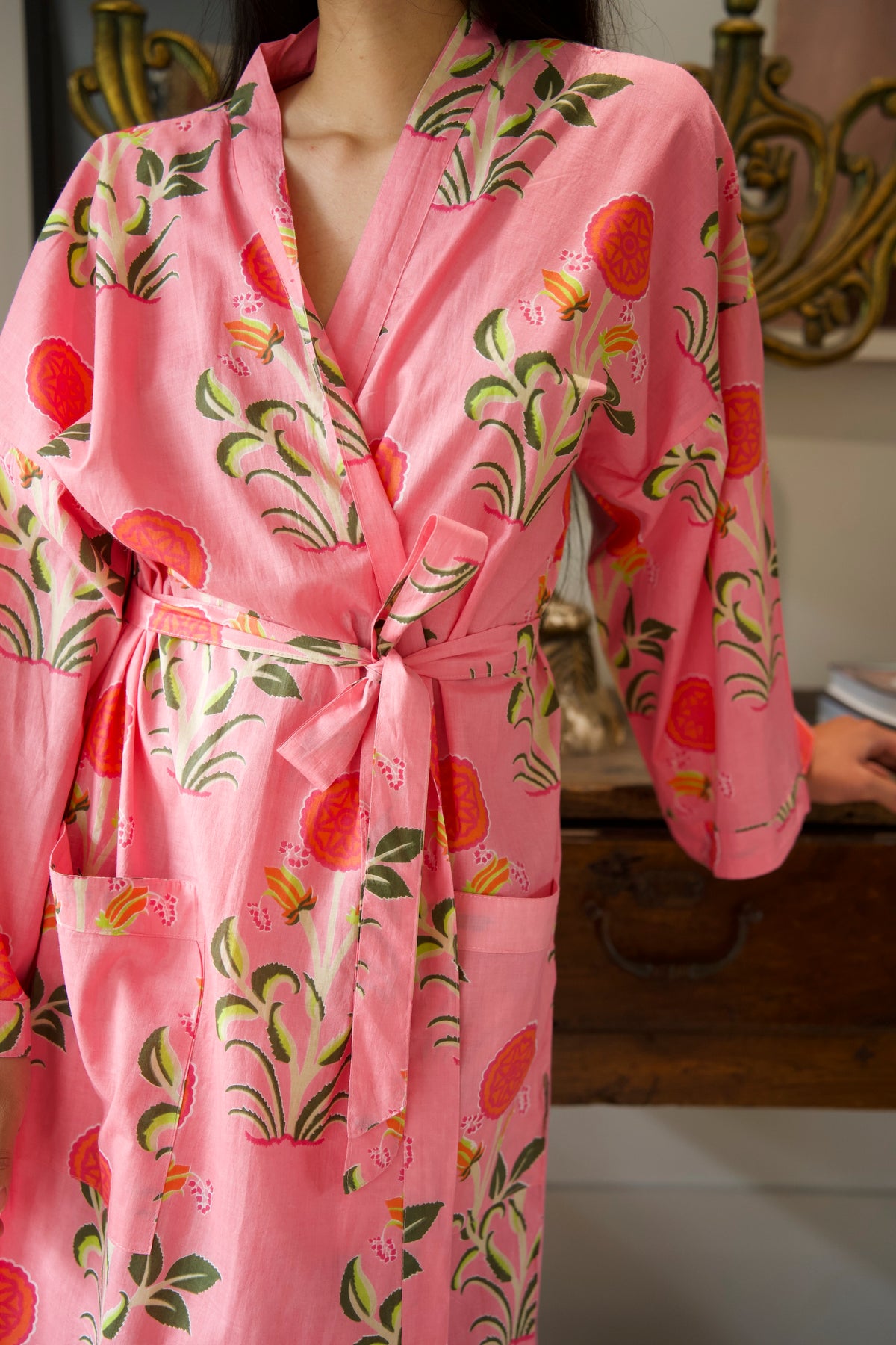 COTTON ROBE | POPPY PINK