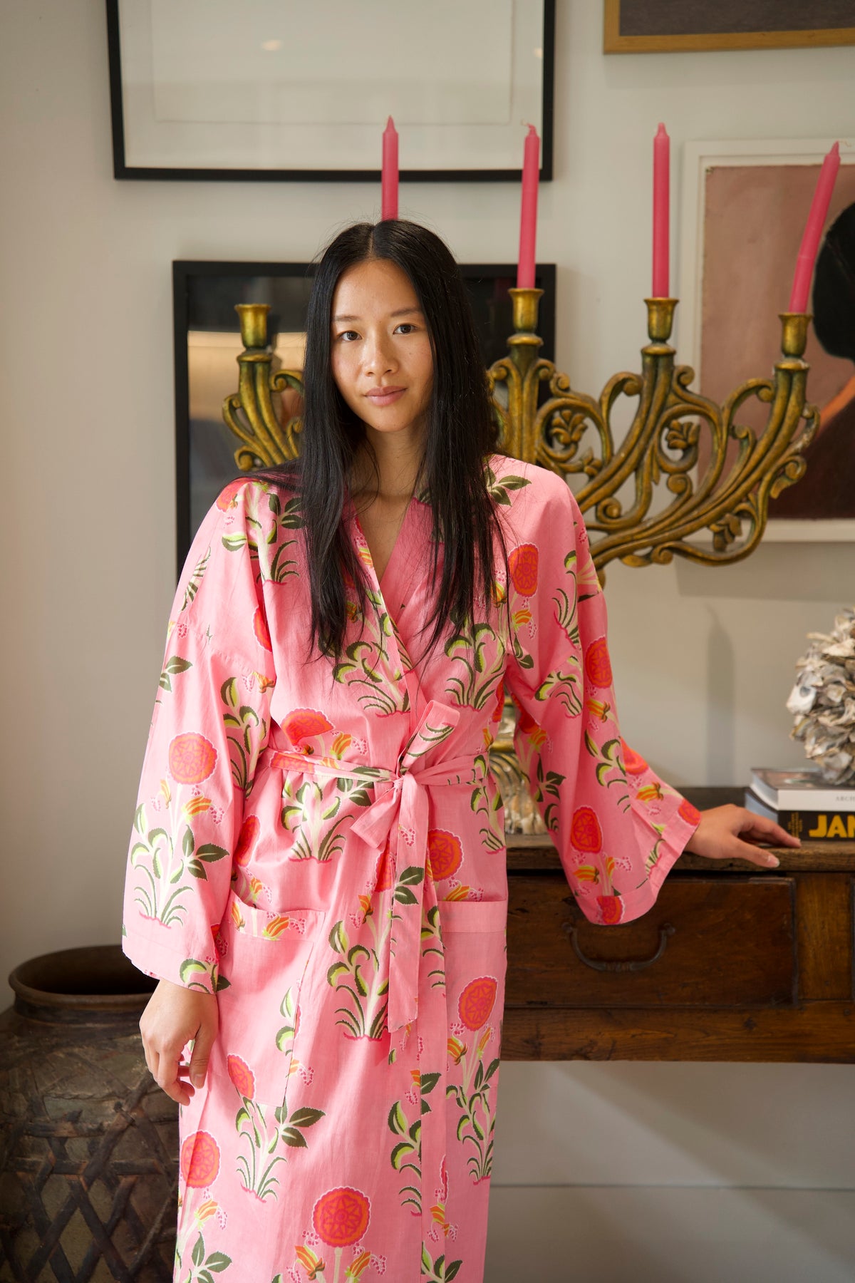 COTTON ROBE | POPPY PINK