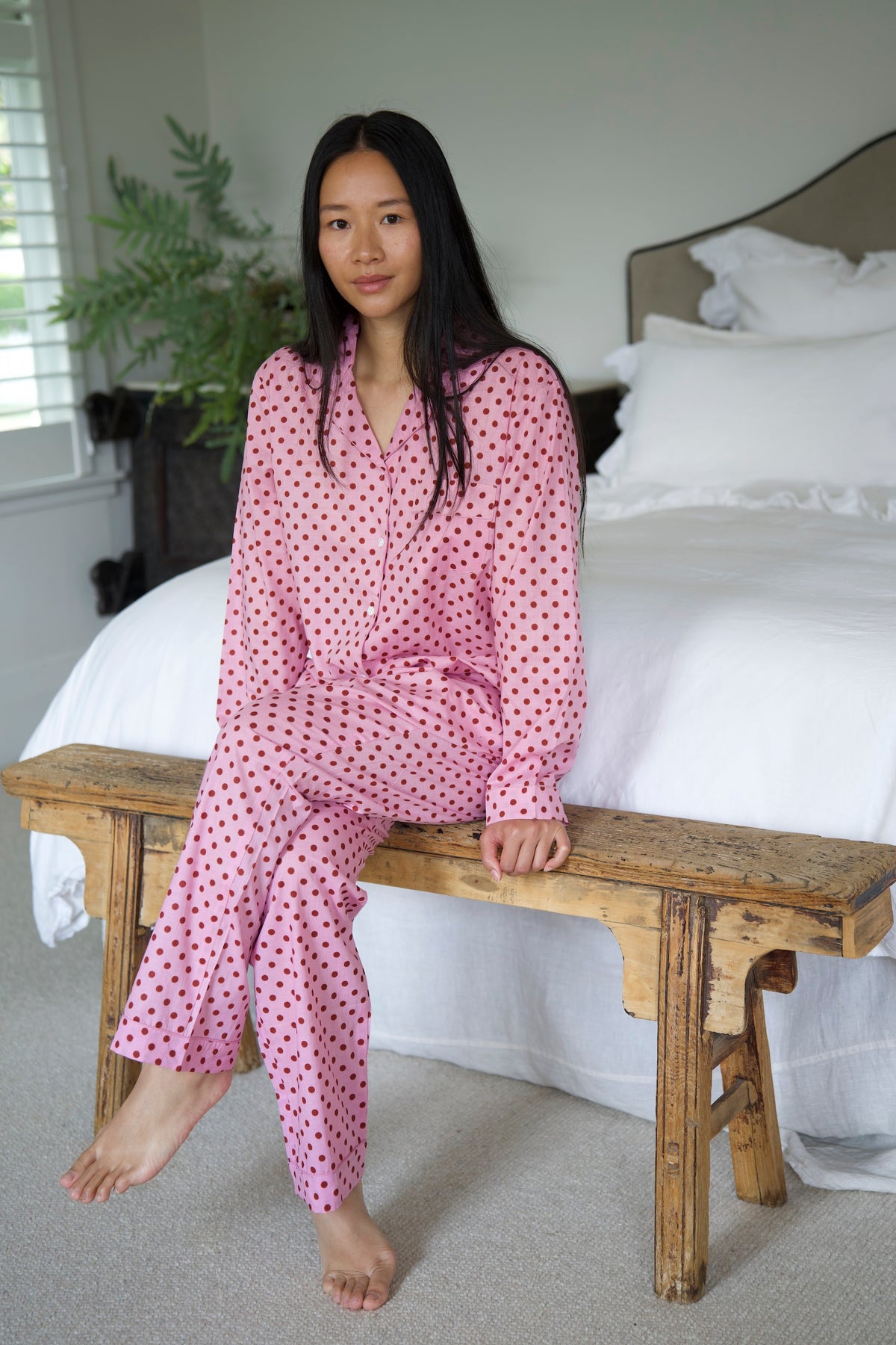 PYJAMAS | PINK BROWN POLKA DOT | LONG