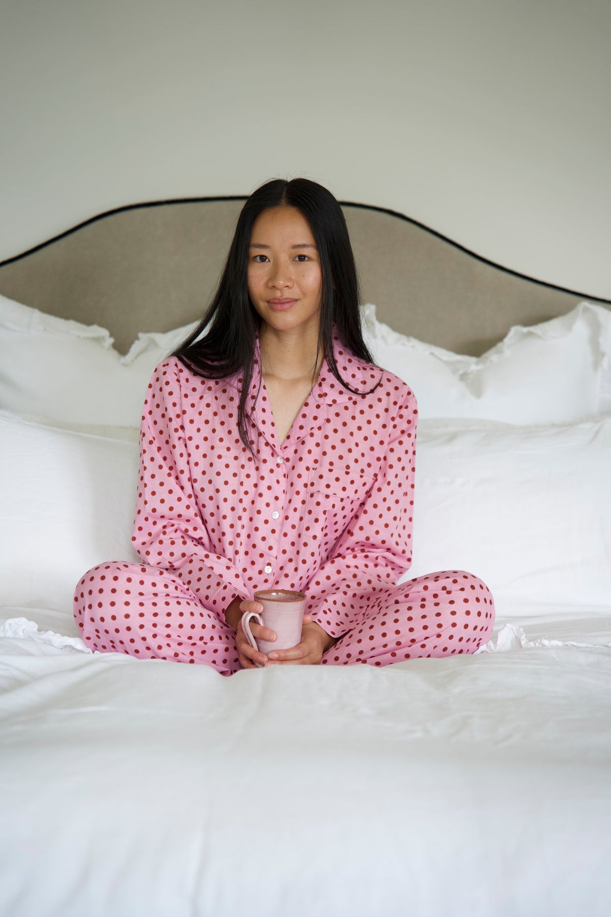 PYJAMAS | PINK BROWN POLKA DOT | LONG