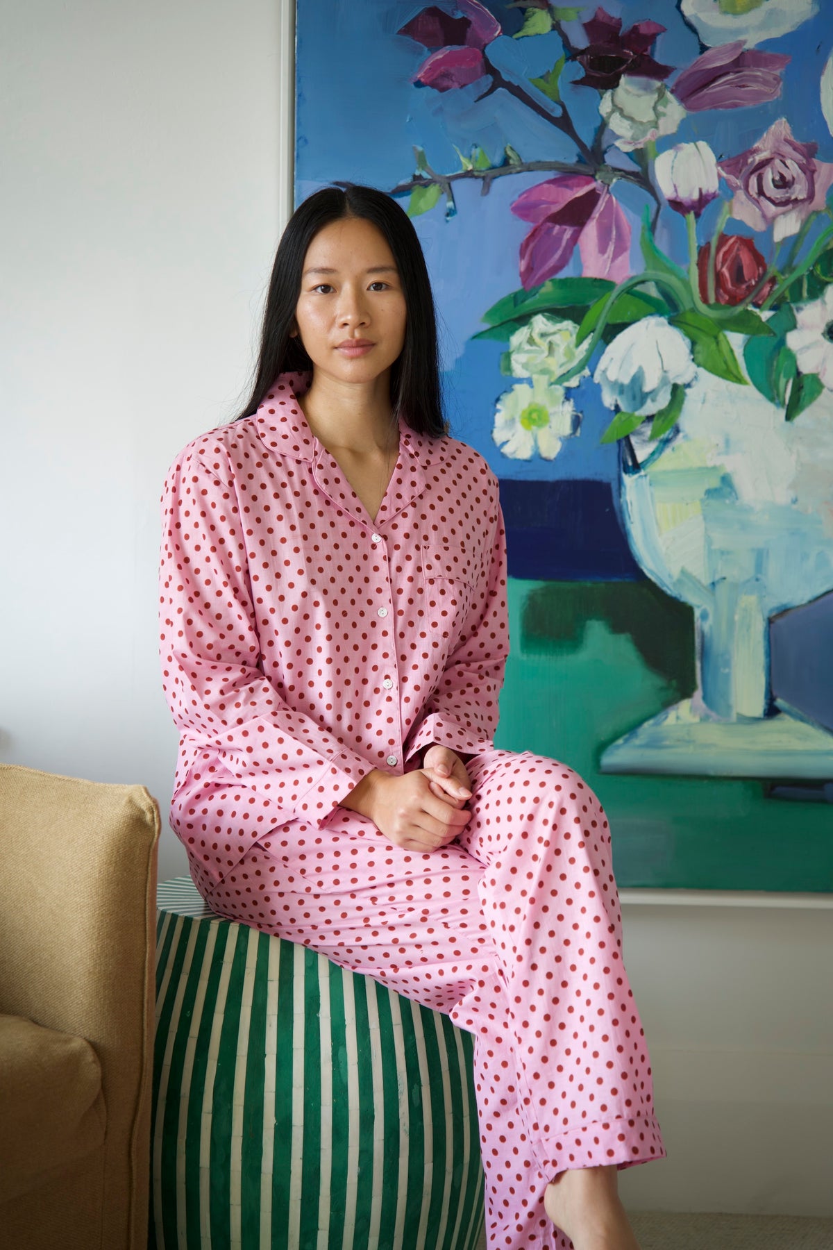 PYJAMAS | PINK BROWN POLKA DOT | LONG