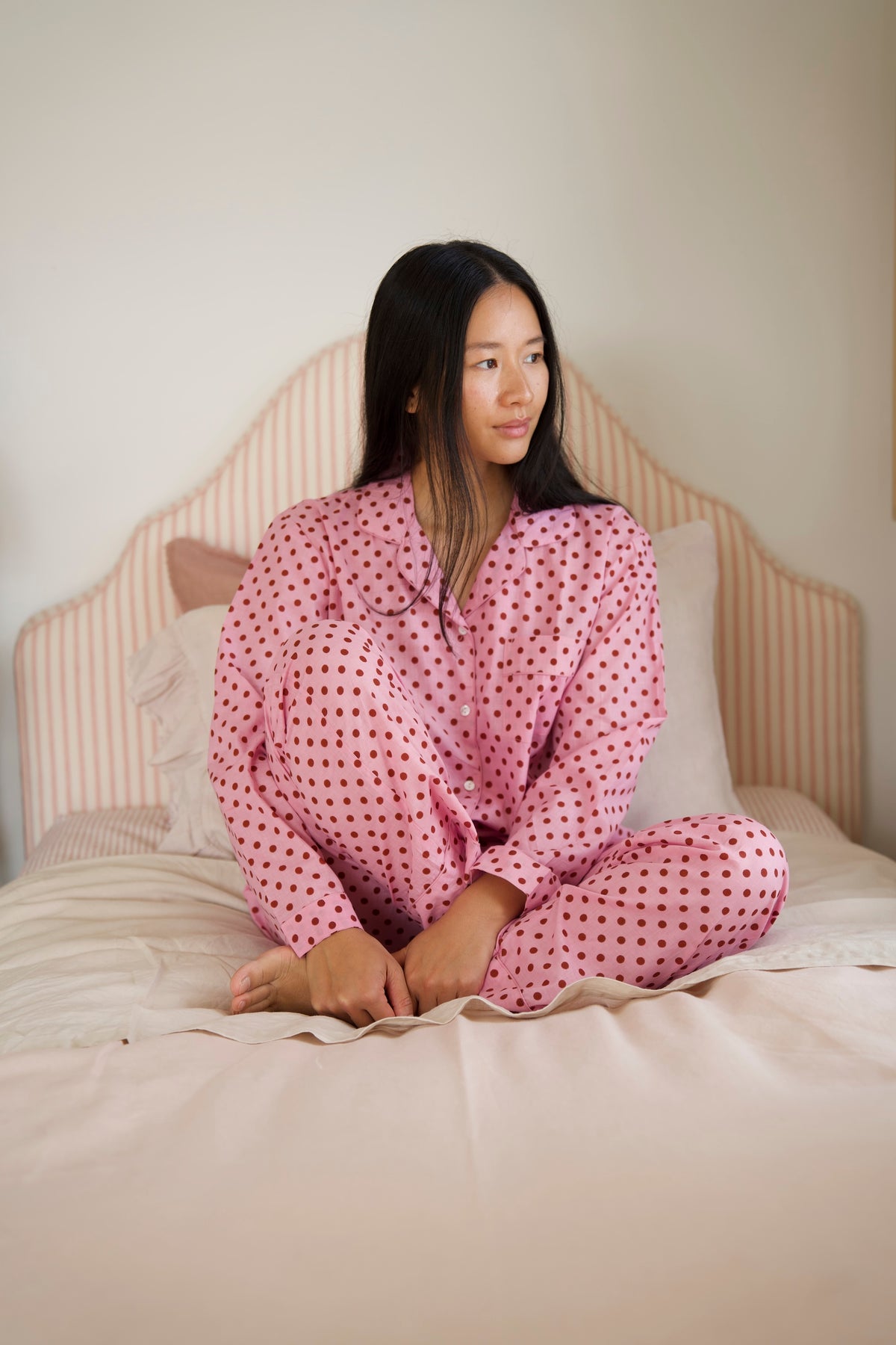 PYJAMAS | PINK BROWN POLKA DOT | LONG