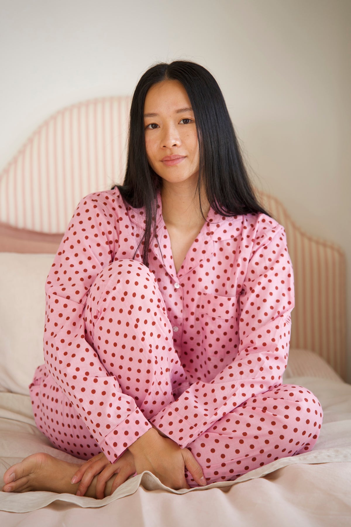 PYJAMAS | PINK BROWN POLKA DOT | LONG