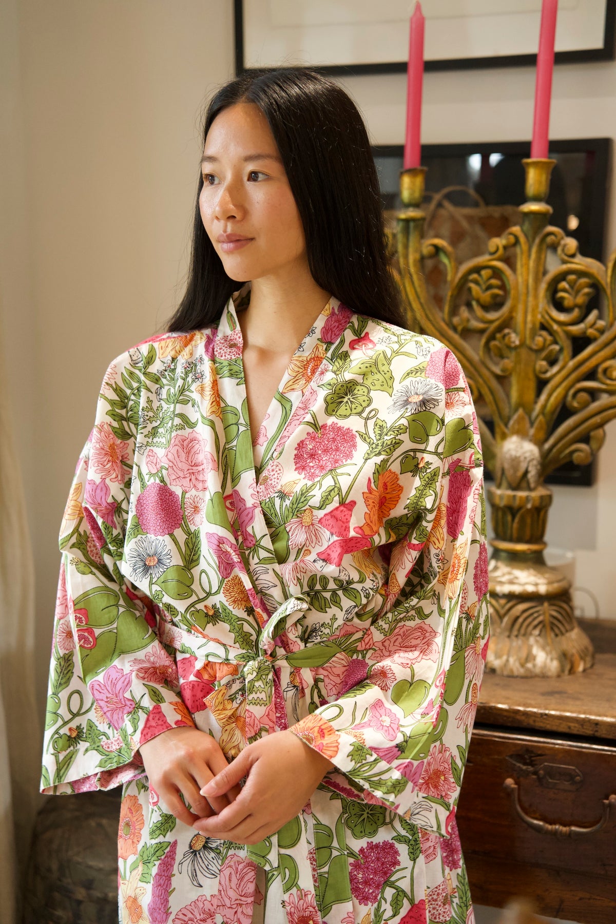 COTTON ROBE | FLORAL WHITE