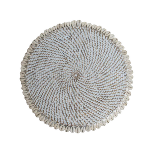 RATTAN & SHELL PLACEMAT | TURQUOISE
