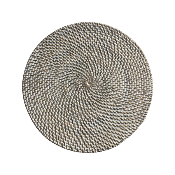 ROUND RATTAN PLACEMAT WHITEWASH ANNABELLE'S