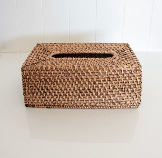 RATTAN TISSUE BOX | BROWN