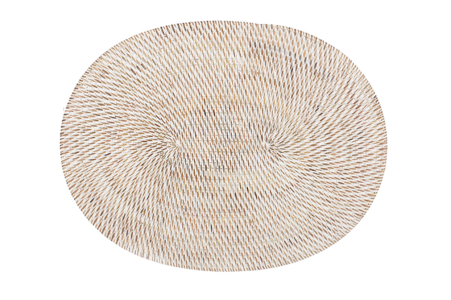 OVAL RATTAN PLACEMAT / WHITE WASH